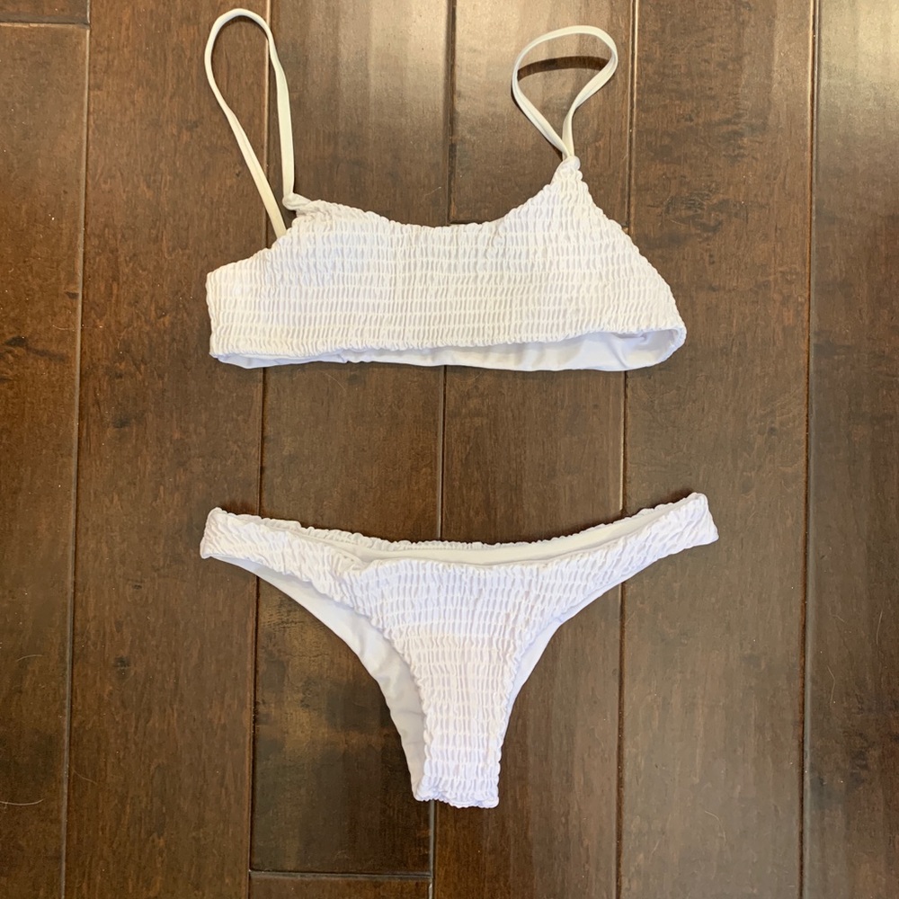 ZAFUL White Ruched Bikini